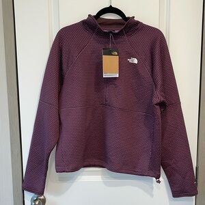 Women's Large North Face Dot Knit Thermal 1/4 Zip Standard Fit Pullover NEW